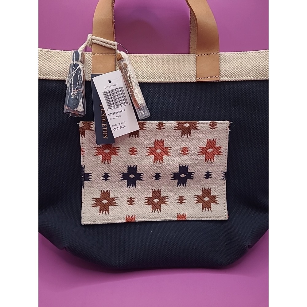 Pendleton Sweet Water Cotton Tote Southwestern Bag Leather Handle NWT $160 MSRP - Picture 5 of 10